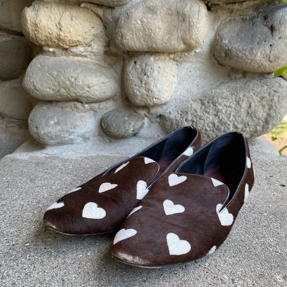 Burberry Brown Pony Hair Heart Loafers - 37 - Picture 10 of 12